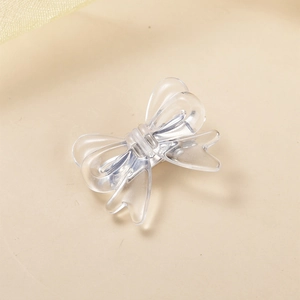 Barrette à cheveux élégante en plastique transparent avec fermoir en métal argenté