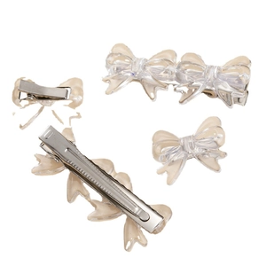 Barrettes à cheveux élégantes avec nœuds crème et pinces crocodiles en métal pour filles