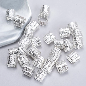 Silver vintage spiral hollow hair clips for braids with retro ethnic metal patterns