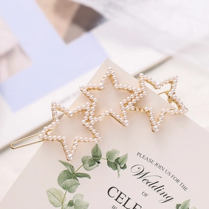 Luxury Hollow Star Imitation Artificial Pearl Hair Clip Gold Alloy Star Hair Accessories For Women Wedding Daily Minimalist Hairpin