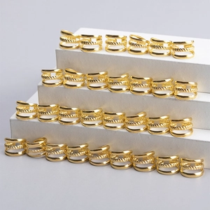 Ear cuff a tre strati in argento S925 placcato oro con design a corda intrecciata