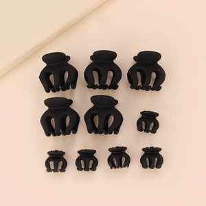 Lot de 10 mini pinces à cheveux noir mat avec dents antidérapantes pour filles