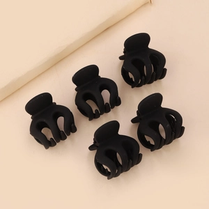 Lot de cinq mini-pinces à cheveux noir mat pour filles, clips de coiffage pour les franges