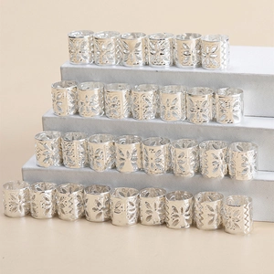 Vintage Metal Dreadlock Hair Clips Hollow Flower Braiding Hair Rings Adjustable Hair Cuffs Jewelry For Women Accessories