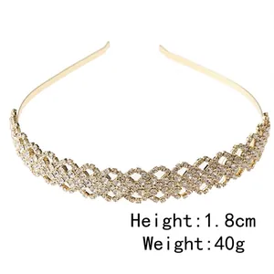 Cerchietto a fiori in oro con strass a doppio strato per sposa e bambine stile griglia