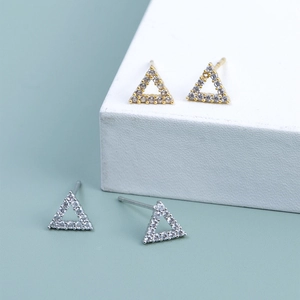 S925 Sterling Silber Dreieck Ohrstecker mit glänzenden Zirkonen in Gold und Silber