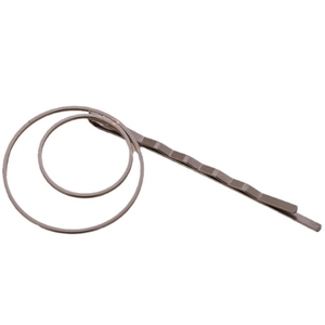 Barrette à cheveux minimaliste en métal noir avec doubles cercles et motif ondulé