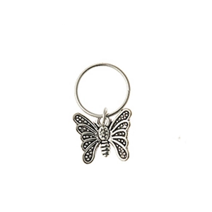 Anneaux de cheveux papillon argentés rétro avec motifs vintage à points creux