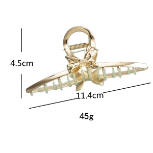 Pince à cheveux élégante en métal doré avec nœud, grande pince crabe taille 11,4cm par 4,5cm