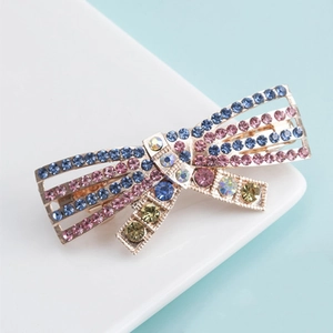 Korean Style Alloy Bow Hair Clip Colorful Rhinestones Spring Clip Elegant Top Clip Fashion Hair Accessories For Women Jewelry