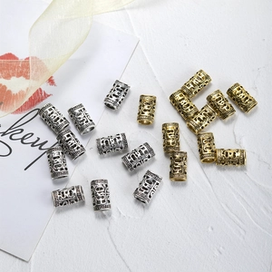 Vintage Hollow Metal Dreadlock Beads Engraved Pattern Hair Rings Braid Accessories Zinc Alloy Hair Jewelry For Women Men