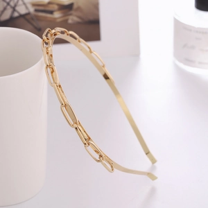 Serre-tête Minimaliste en Alliage de Métal Doré Chaîne Accessoires de Coiffure Élégants pour Femmes Bijoux de Fête