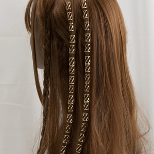 Anneaux de cheveux dorés avec motifs diagonaux creux pour décoration de tresses