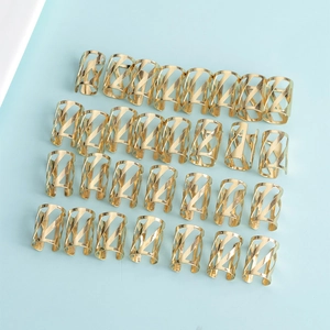 Lot de 28 anneaux de cheveux en métal doré ajouré pour décoration de tresses