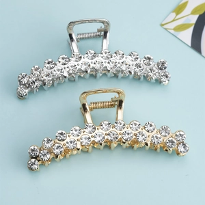 Mode Mond Form Legierung Strass Haarklammer Große Metall Haarspange Schicke Haaccessoires Für Damen Täglich Party Styling