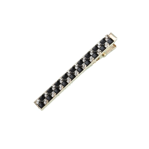 Fashionable black and gold rhinestone checkered hair clip with high-quality alloy base