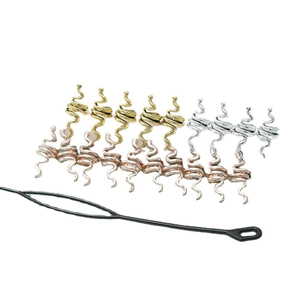 Hip-hop style alloy spiral snake hair rings with butterfly charms and styling tool kit
