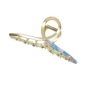 Matte finish geometric metal hair claw clip with colorful resin inlay for daily styling