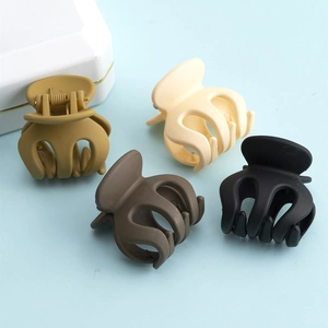 Matte hair claw clips for high ponytail in yellow, beige, brown and black colors