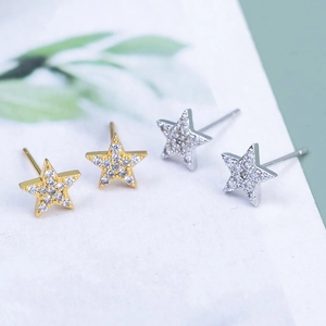 Funkelnde S925 Silber Stern Ohrstecker mit Zirkonia-Besatz in Gold und Silber Ausführung
