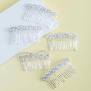 Silver Alloy Rhinestone Bridal Hair Comb Elegant Flower Geometric Hair Clips For Wedding Party Women Hair Accessories