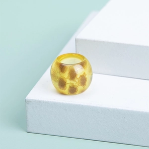 Fashionable leopard print resin hair beads with amber finish for DIY braided hairstyles