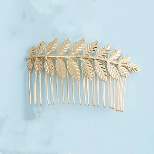 Peigne à cheveux de mariée doré élégant avec feuilles vintage pour coiffures de mariage