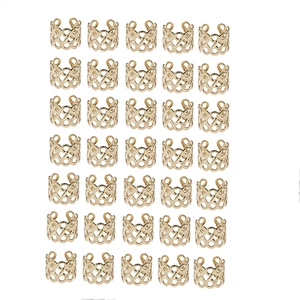35 pieces set of gold hollow mesh dreadlock hair rings and cuffs for braid hair styling