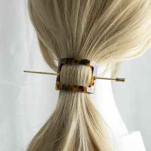 Vintage Acetate Tortoiseshell Hair Stick With Metal Pin Geometric Minimalist Hair Fork For Women Korean Hair Accessories