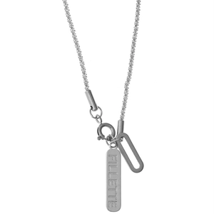 Minimalist double-layered titanium steel necklace with a rectangular Fillette tag pendant