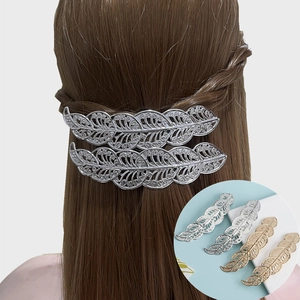 Fermaglio per Capelli a Forma di Foglia Intagliata in Lega di Metallo Moda Coreana per Donna Accessori per Capelli