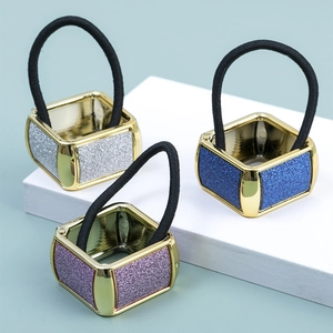 Set di elastici per coda quadrati con glitter e finiture dorate argento blu e viola