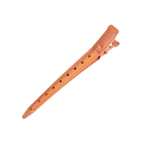Pince à cheveux bec de canard marron-orangé mat avec design géométrique ajouré