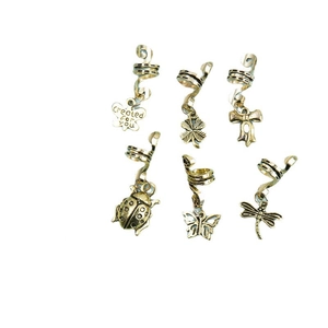Retro bronze African butterfly hair clips set with heart clover and insect pendants