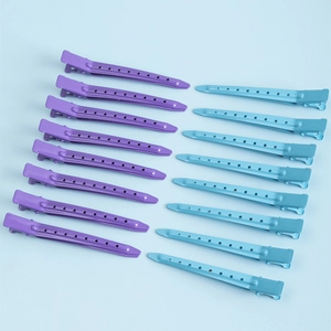 Pack of 16 professional matte metal hair duckbill clips in purple and blue colors