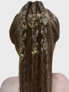 Pendentifs de cheveux chouette ethnique et bagues spirales pour tresses en or vintage