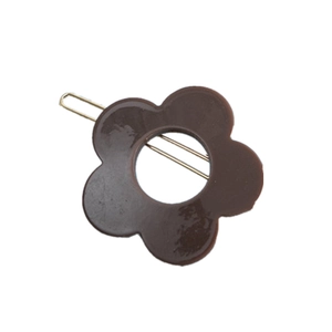 Barrette à cheveux minimaliste en résine marron avec base en métal doré pour femme