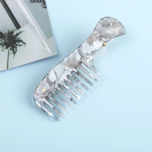 Barrette à cheveux en acétate motif marbre en forme de peigne avec pince crocodile en métal