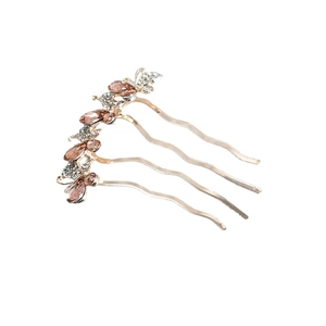 Elegant butterfly-shaped hair comb with champagne crystals and sparkling rhinestones