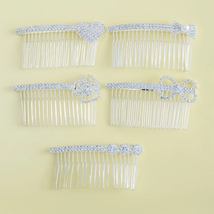 Pettine per Capelli in Lega d'Argento con Strass Stile Coreano Sposa Matrimonio Fiore Cuore Fiocco Perla Artificiale