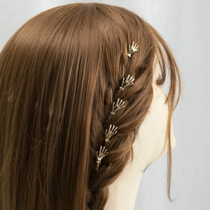 Lot de 5 pinces à cheveux créatives en métal doré en forme de main pour coiffure