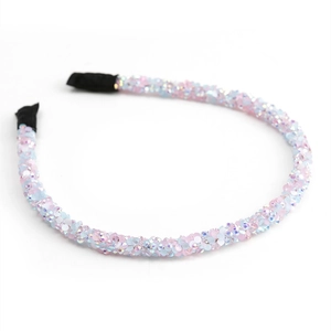 Elegante cerchietto in cristallo con perline sfumate e punte antiscivolo in tessuto