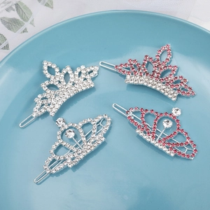 Elegante Fermaglio per Capelli a Corona con Strass in Lega di Zinco Brillante Clip Laterale da Principessa per Donna Gioielli per Capelli da Sposa