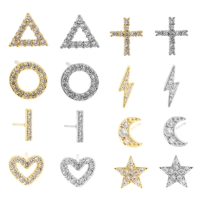 Minimalistische S925 Sterling Silber Stift Geometrische Ohrstecker Für Damen Glänzende Zirkonia Eingelegt Gold Silber Galvanisiert Schmuck
