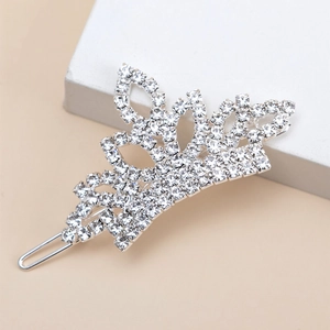 Fermaglio per capelli a corona in argento con strass per acconciature da sposa eleganti