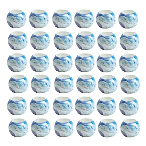 6x6 grid of 36 marble-textured blue and purple acrylic large hole beads for dreadlocks