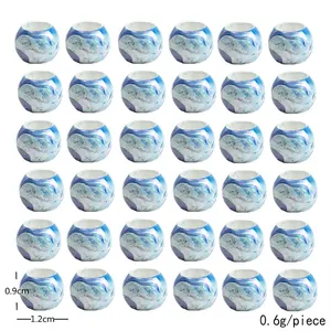 Set of 36 liquid marble acrylic dreadlock beads in blue purple with 1.2cm diameter