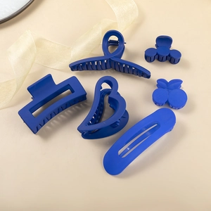 Fermagli per Capelli Blu Klein Opachi per Donna Semplice Retrò Geometrico Quadrato Cuore Ciliegia Forma Pinza in Plastica Accessori