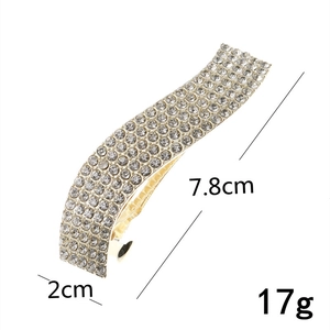 Barrette ailes d'ange élégante avec perles et strass sur une base ondulée de 7,8cm en métal