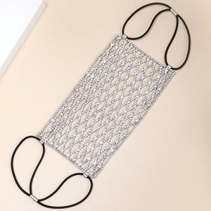 Masque facial luxueux en maille géométrique avec strass et boucles élastiques de fête